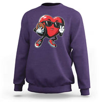 Valentines Day Heart Playing Football Sweatshirt Cute Gift for Sports Lovers
