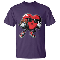 Valentines Day Heart Playing Football T Shirt Cute Gift for Sports Lovers