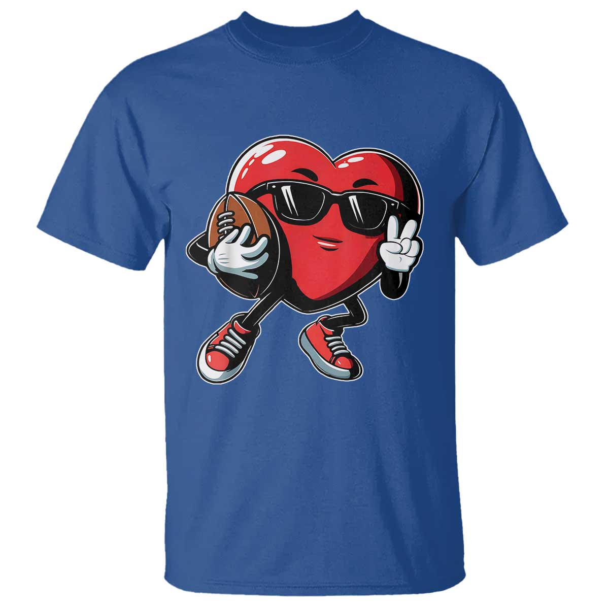 Valentines Day Heart Playing Football T Shirt Cute Gift for Sports Lovers
