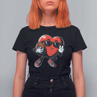 Valentines Day Heart Playing Football T Shirt For Women Cute Gift for Sports Lovers