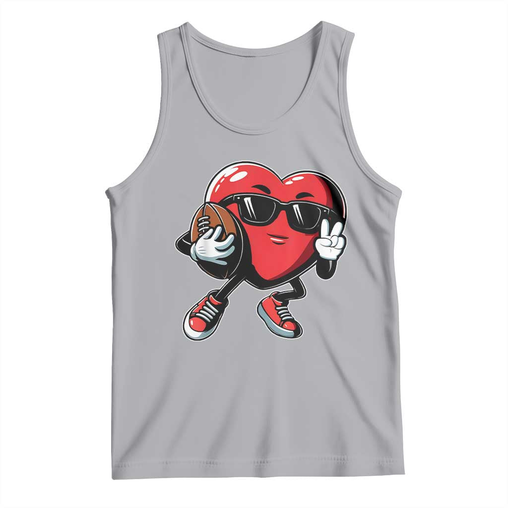 Valentines Day Heart Playing Football Tank Top Cute Gift for Sports Lovers