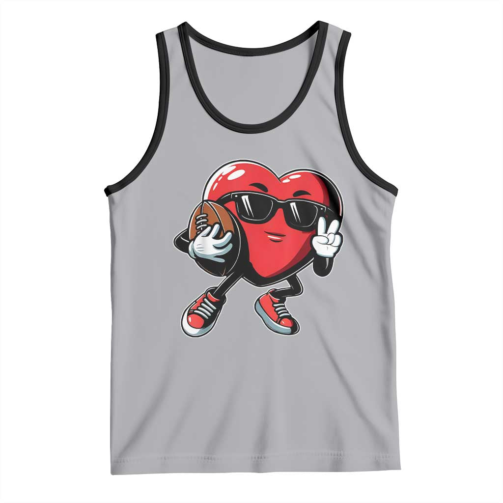 Valentines Day Heart Playing Football Tank Top Cute Gift for Sports Lovers