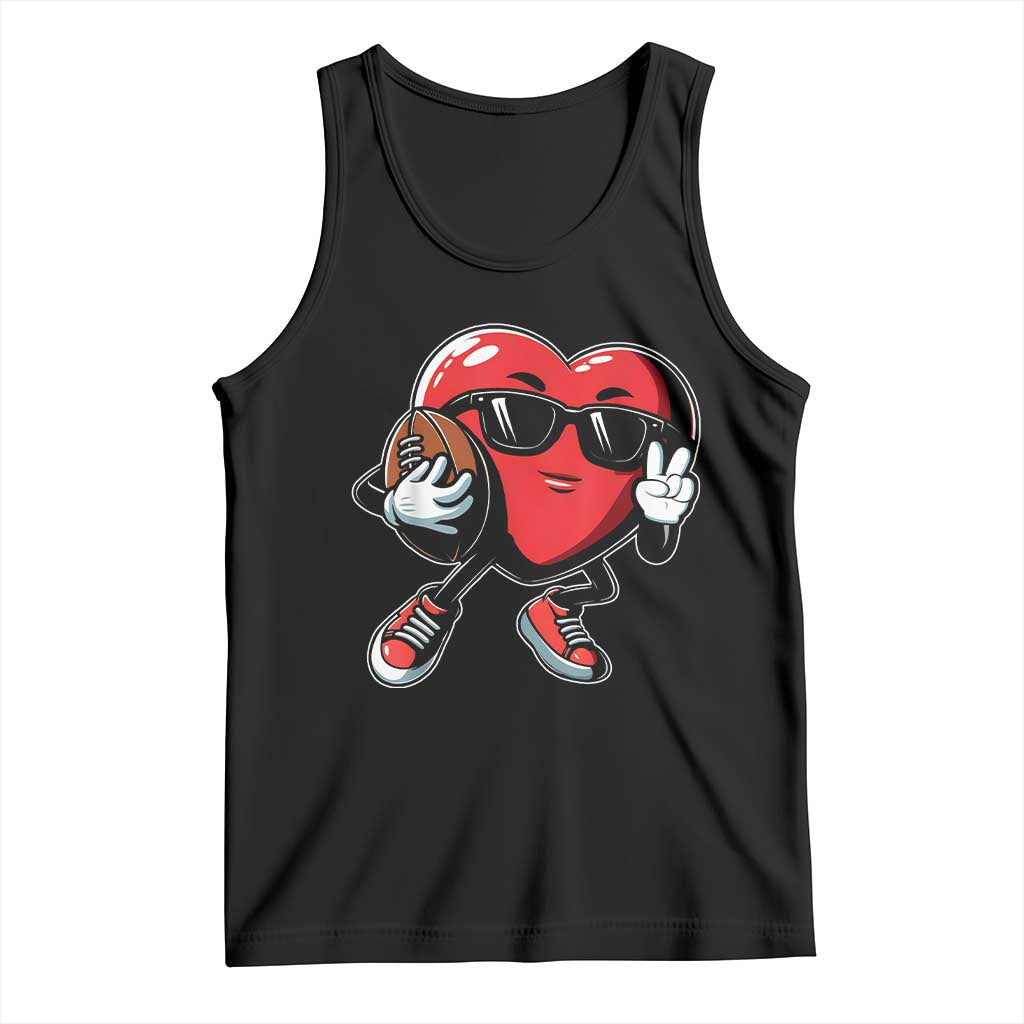 Valentines Day Heart Playing Football Tank Top Cute Gift for Sports Lovers