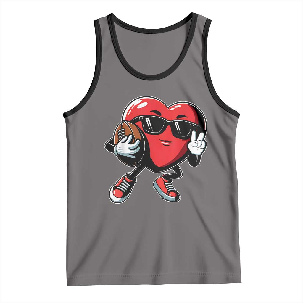 Valentines Day Heart Playing Football Tank Top Cute Gift for Sports Lovers
