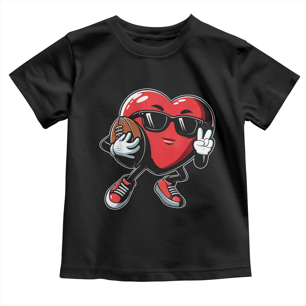 Valentines Day Heart Playing Football Toddler T Shirt Cute Gift for Sports Lovers