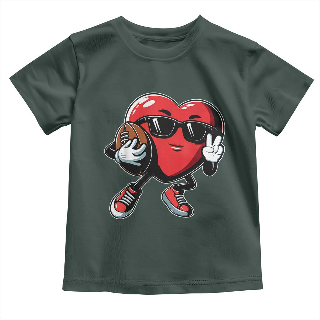Valentines Day Heart Playing Football Toddler T Shirt Cute Gift for Sports Lovers