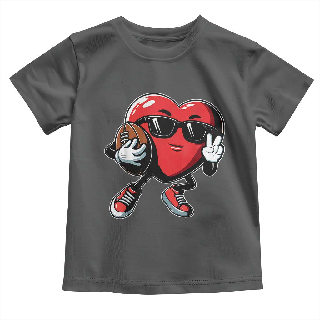 Valentines Day Heart Playing Football Toddler T Shirt Cute Gift for Sports Lovers
