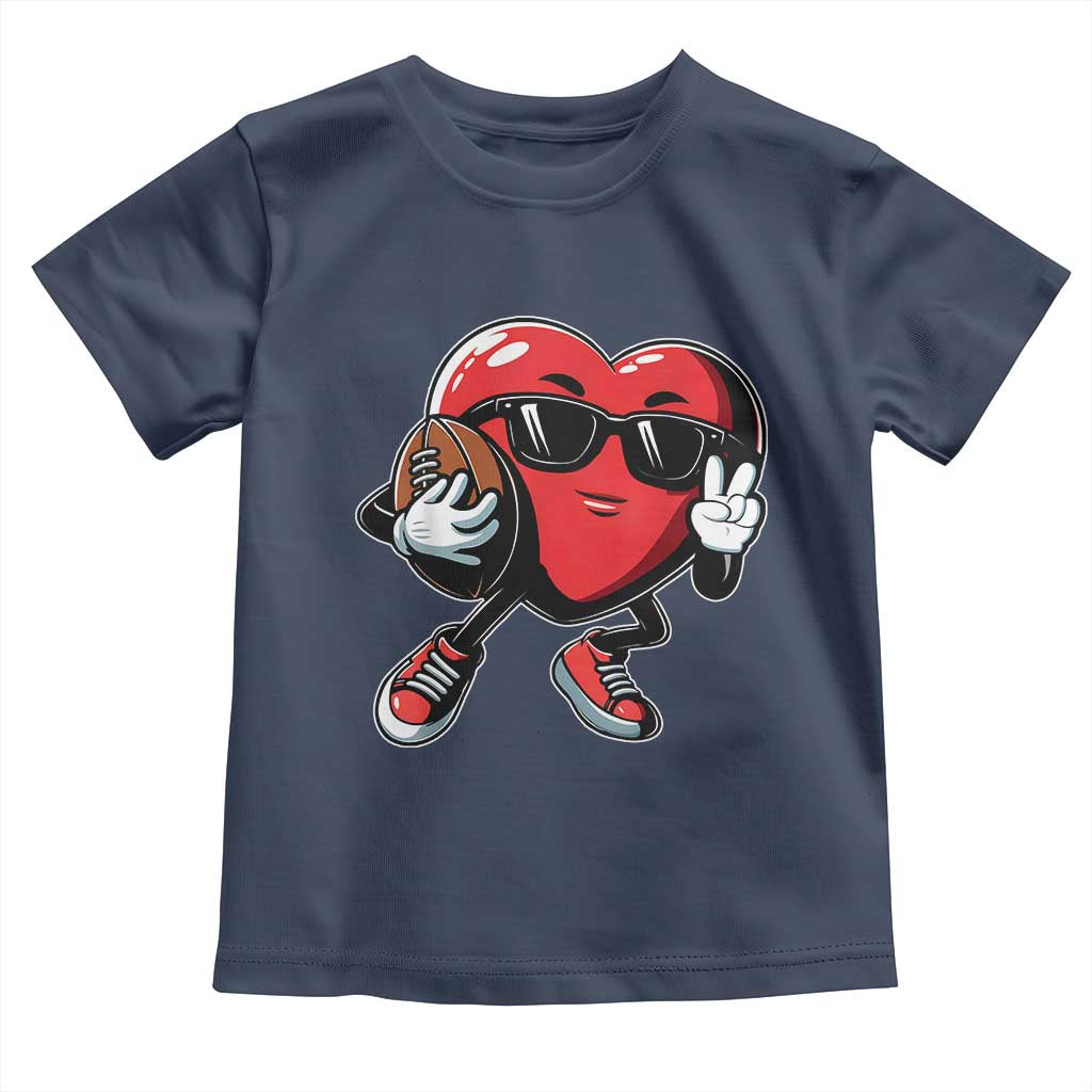 Valentines Day Heart Playing Football Toddler T Shirt Cute Gift for Sports Lovers