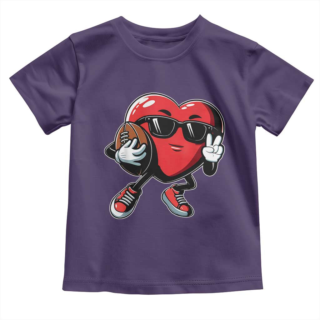 Valentines Day Heart Playing Football Toddler T Shirt Cute Gift for Sports Lovers