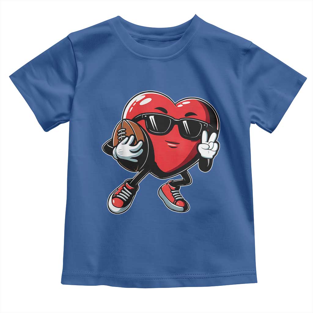 Valentines Day Heart Playing Football Toddler T Shirt Cute Gift for Sports Lovers