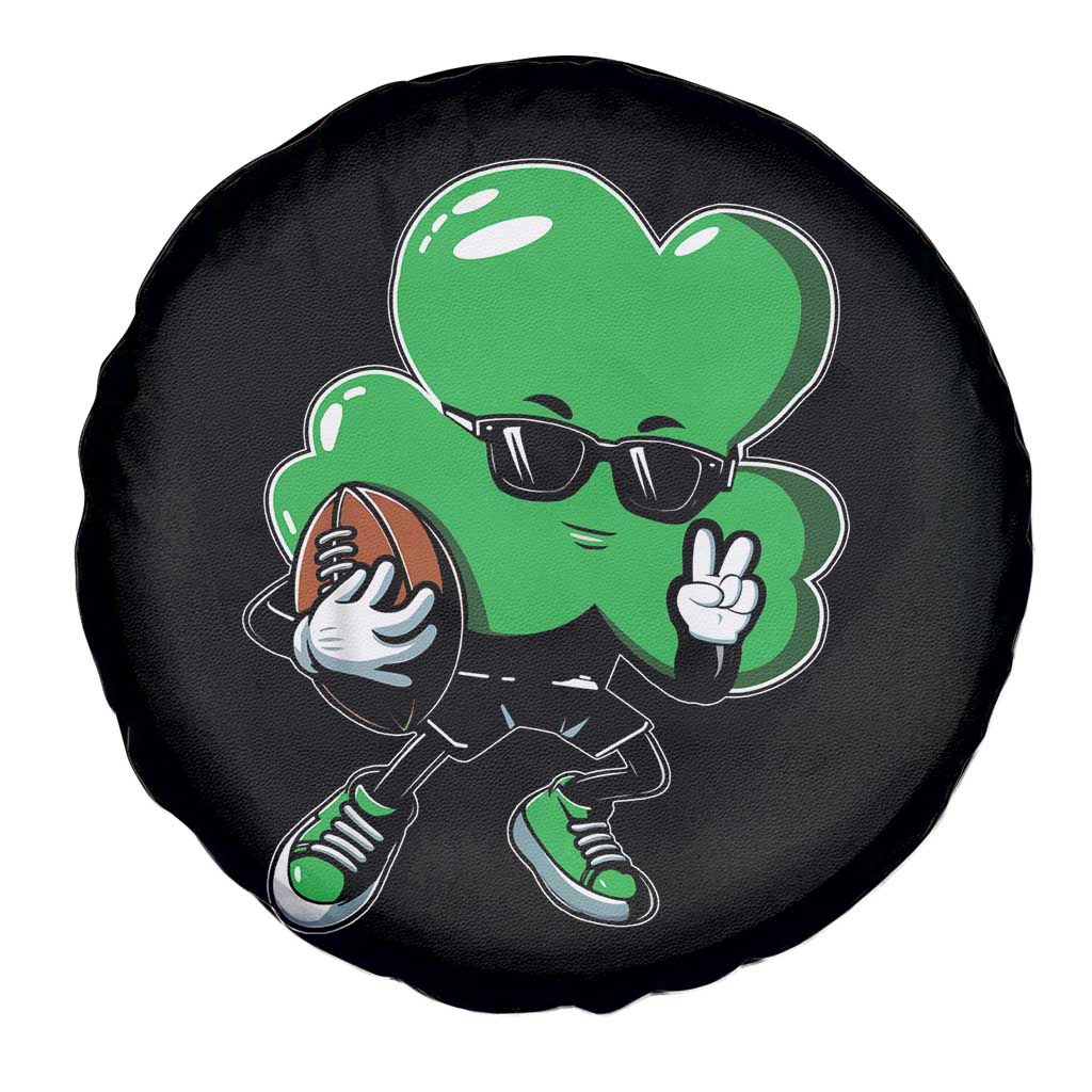 St Patricks Day Shamrock Playing Football Spare Tire Cover Cute Gift for Sports Lovers
