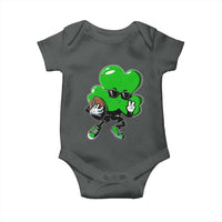 St Patricks Day Shamrock Playing Football Baby Onesie Cute Gift for Sports Lovers