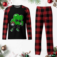St Patricks Day Shamrock Playing Football Plaid Pajama Set Cute Gift for Sports Lovers - Wonder Print Shop