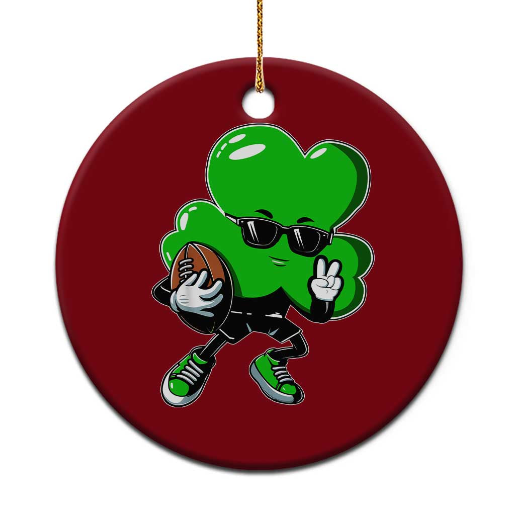 St Patricks Day Shamrock Playing Football Ceramic Ornament Cute Gift for Sports Lovers - Wonder Print Shop