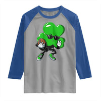 St Patricks Day Shamrock Playing Football Raglan Shirt Cute Gift for Sports Lovers