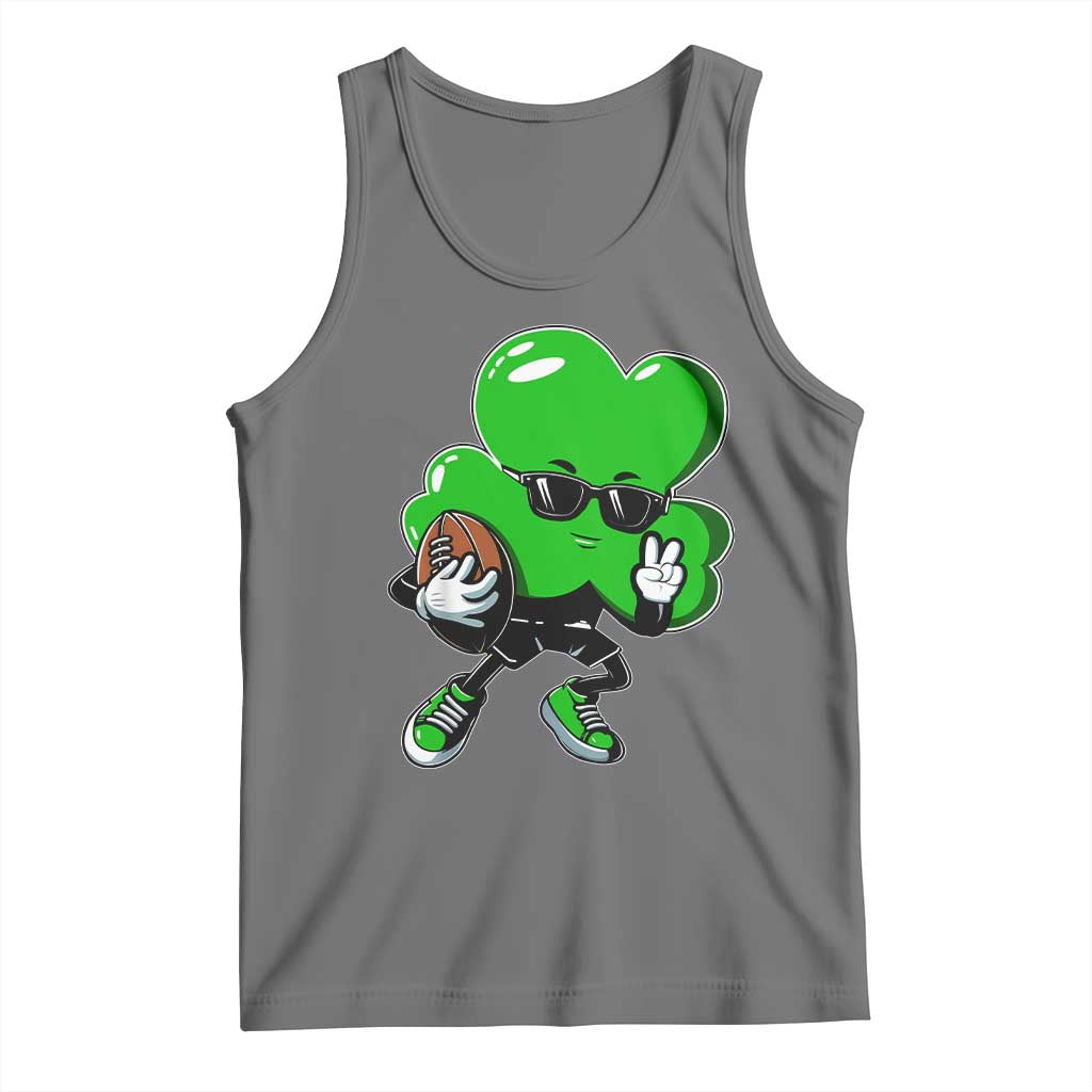St Patricks Day Shamrock Playing Football Tank Top Cute Gift for Sports Lovers