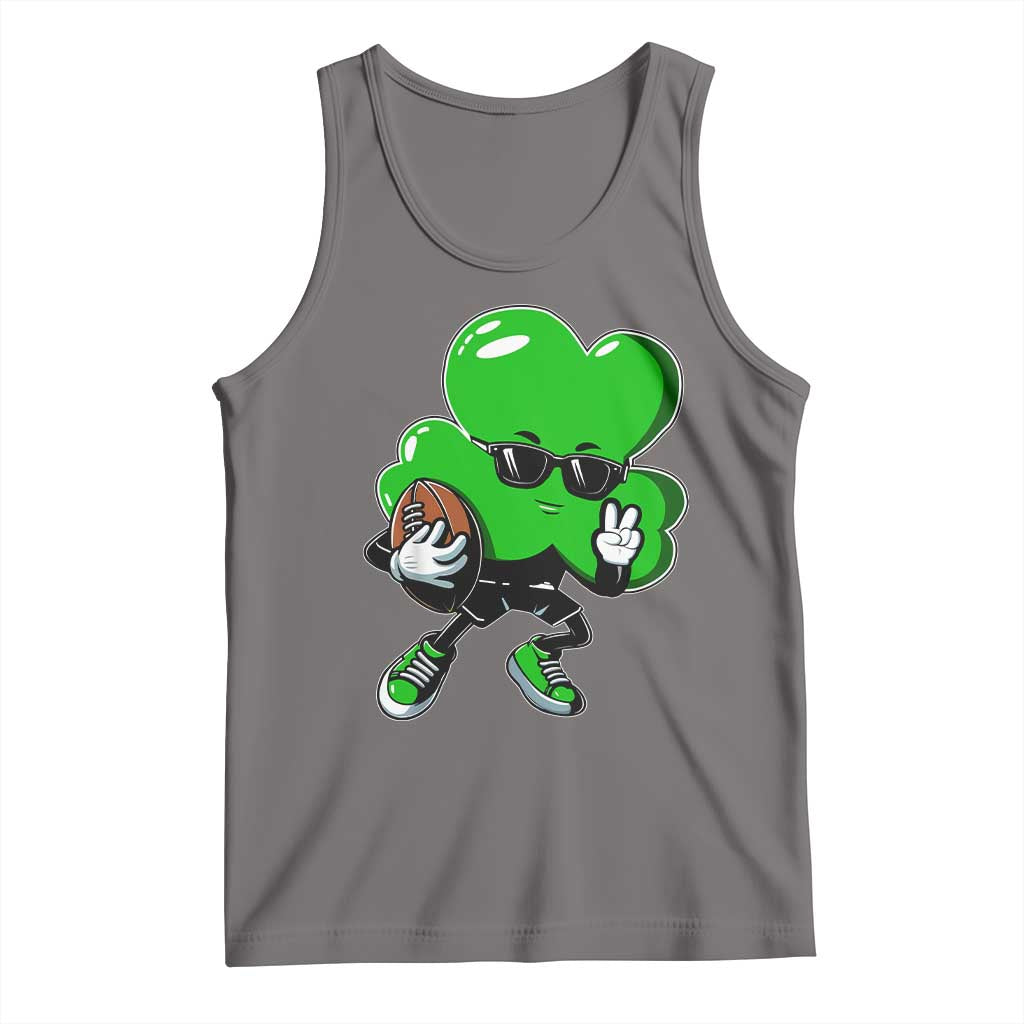 St Patricks Day Shamrock Playing Football Tank Top Cute Gift for Sports Lovers