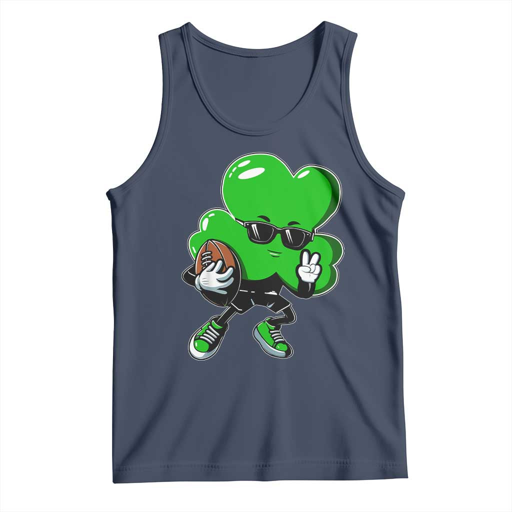 St Patricks Day Shamrock Playing Football Tank Top Cute Gift for Sports Lovers