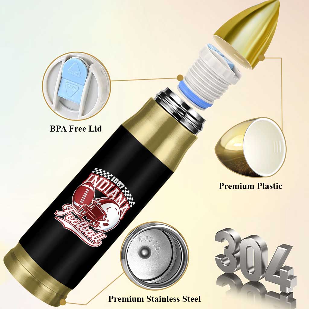 Indiana Pride Football Lover Bullet Tumbler Retro IN for Sport Fans