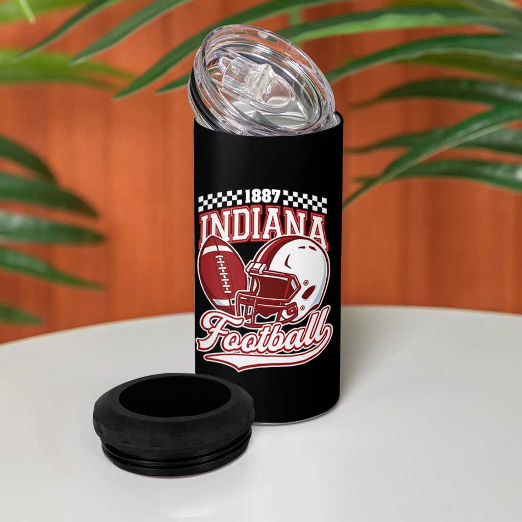 Indiana Pride Football Lover 4 in 1 Can Cooler Tumbler Retro IN for Sport Fans