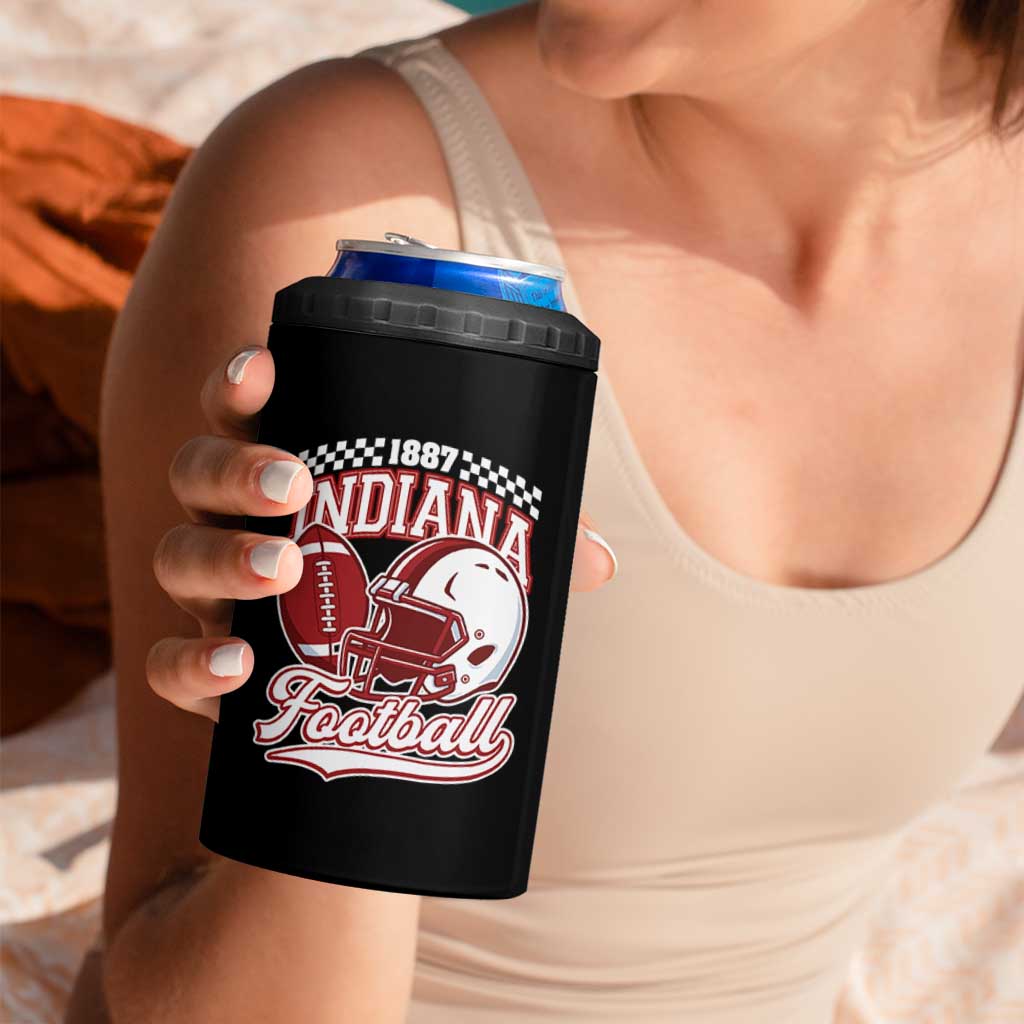 Indiana Pride Football Lover 4 in 1 Can Cooler Tumbler Retro IN for Sport Fans