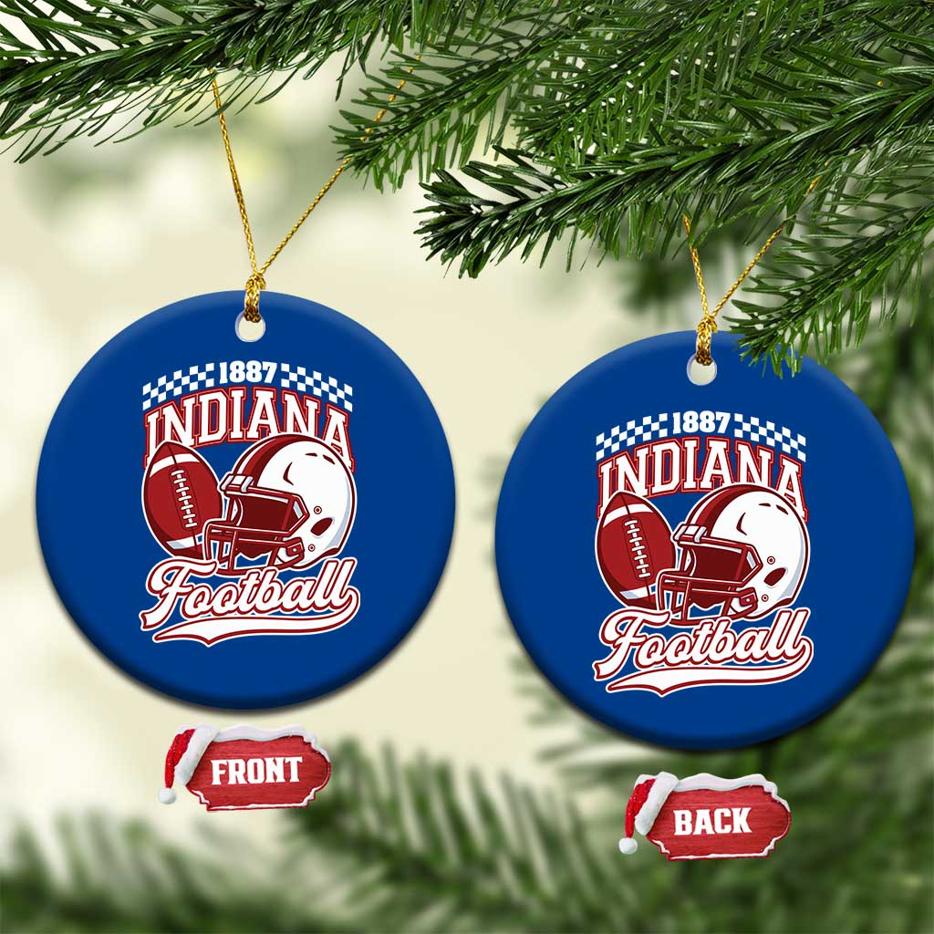 Indiana Pride Football Lover Ceramic Ornament Retro IN for Sport Fans