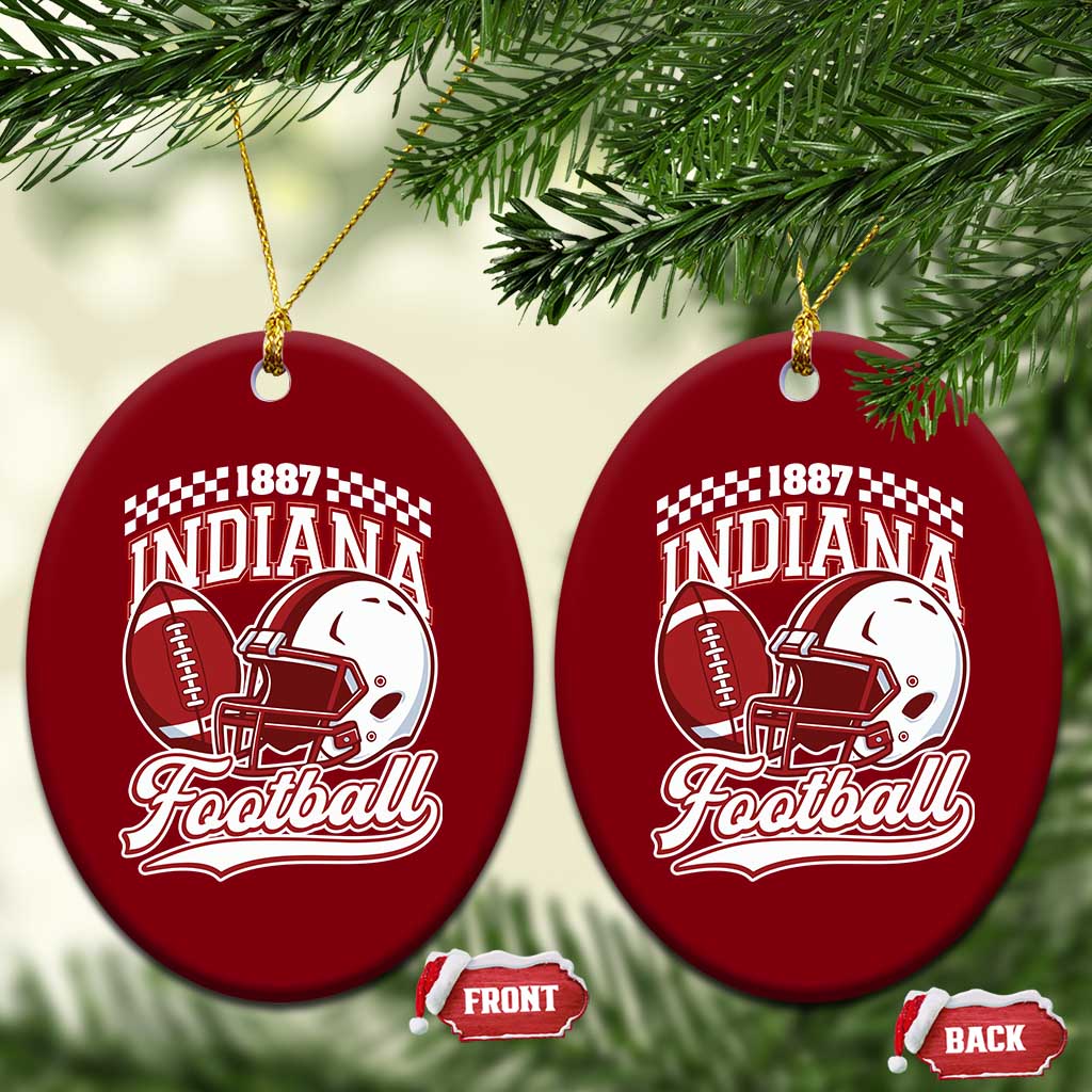 Indiana Pride Football Lover Ceramic Ornament Retro IN for Sport Fans