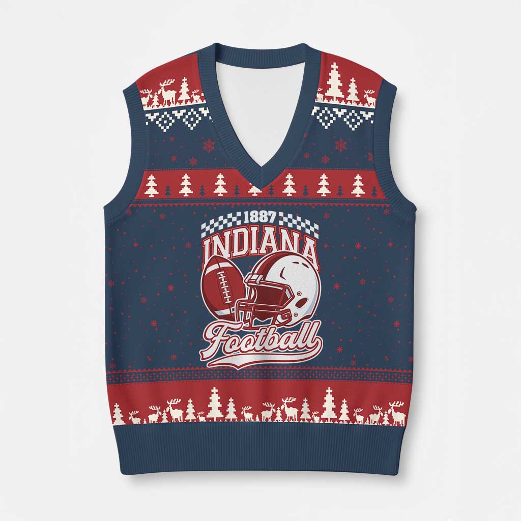 Indiana Pride Football Lover V-Neck Knit Sweater Vest Retro IN for Sport Fans