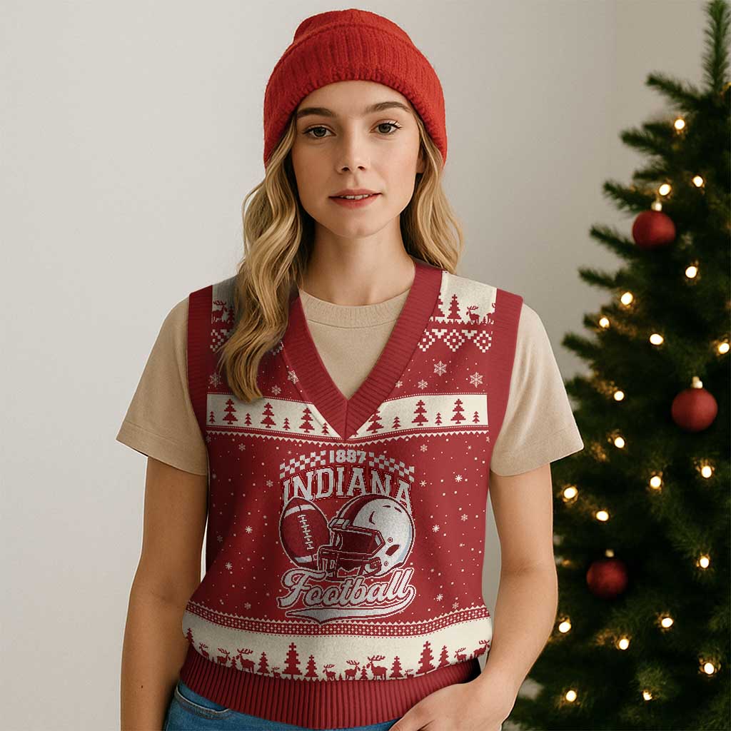 Indiana Pride Football Lover V-Neck Knit Sweater Vest Retro IN for Sport Fans