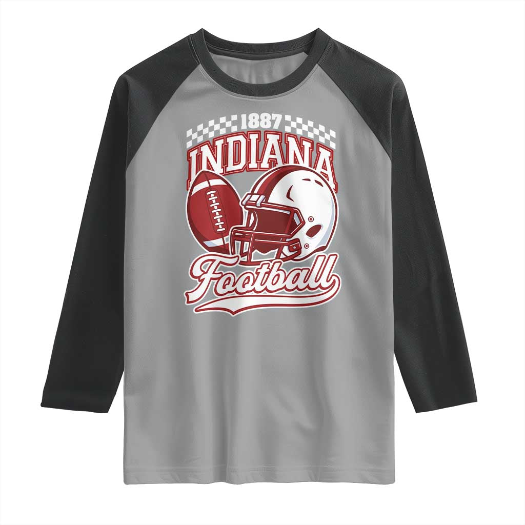 Indiana Pride Football Lover Raglan Shirt Retro IN for Sport Fans
