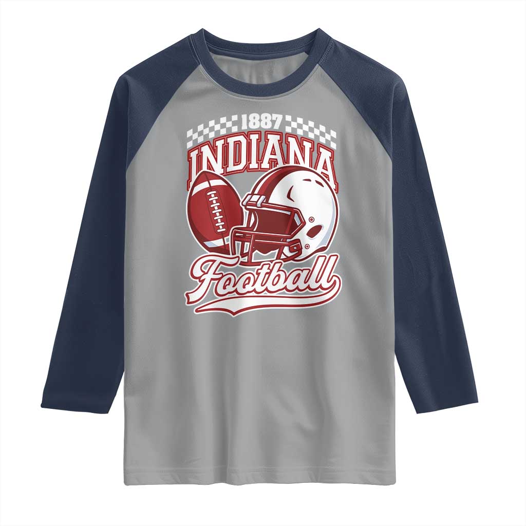 Indiana Pride Football Lover Raglan Shirt Retro IN for Sport Fans