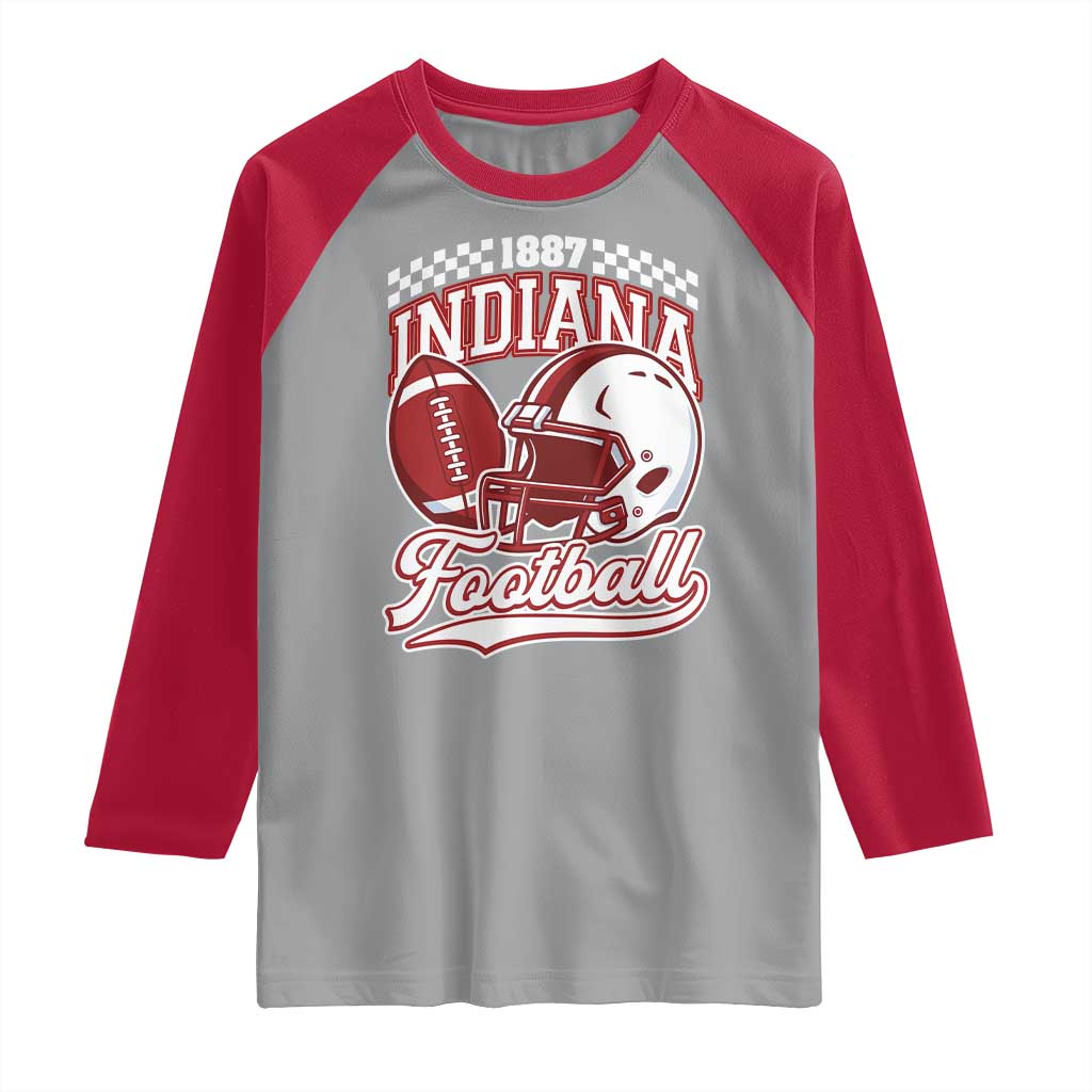 Indiana Pride Football Lover Raglan Shirt Retro IN for Sport Fans