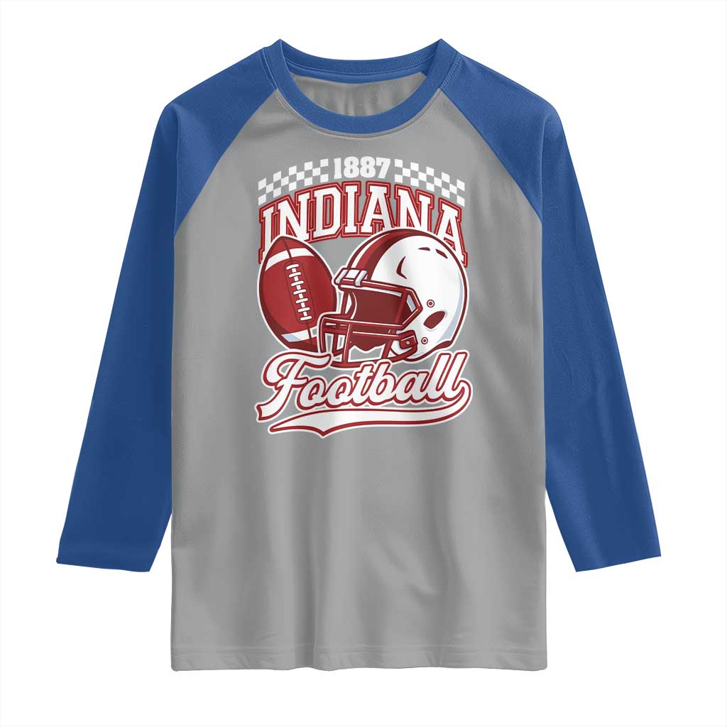 Indiana Pride Football Lover Raglan Shirt Retro IN for Sport Fans