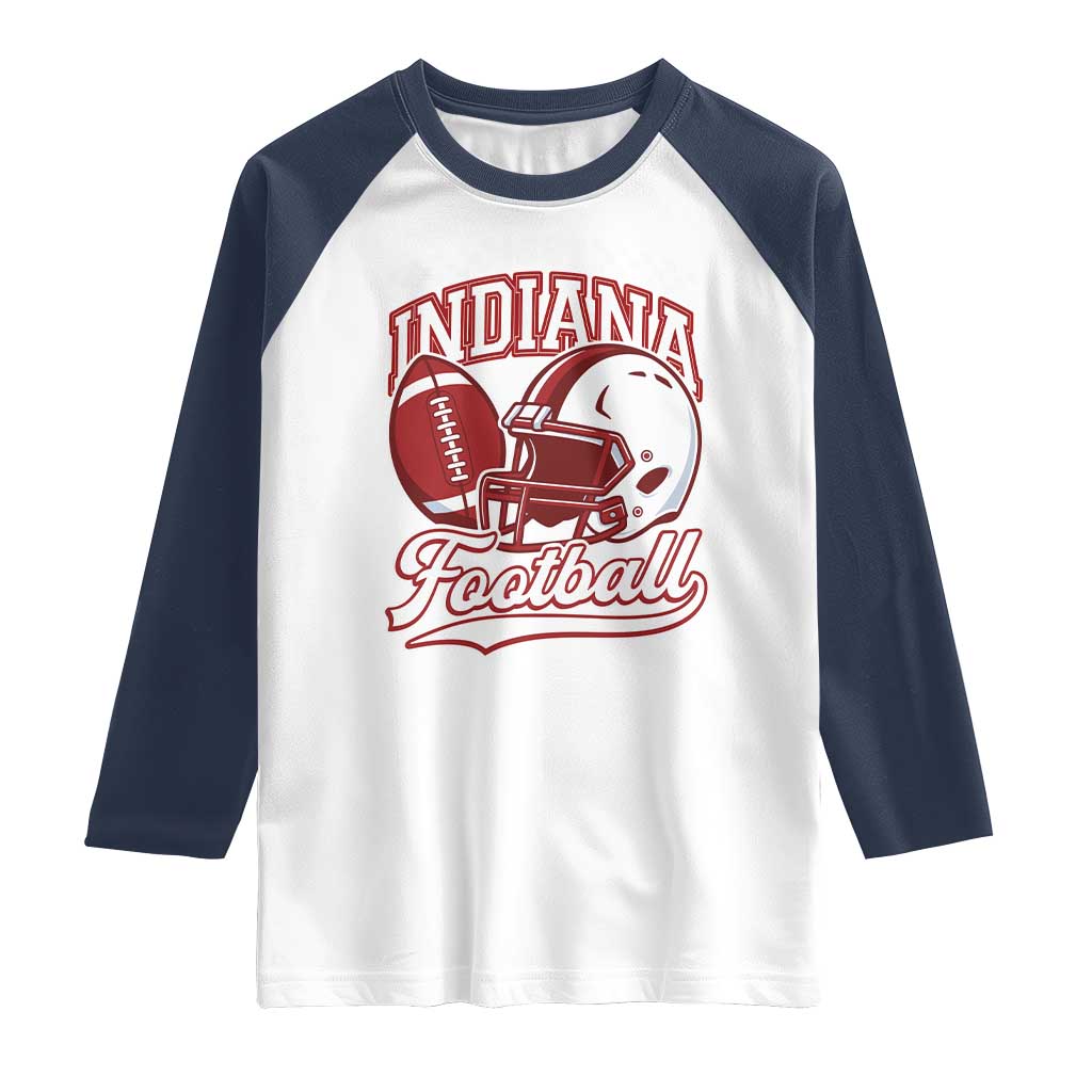 Indiana Pride Football Lover Raglan Shirt Retro IN for Sport Fans