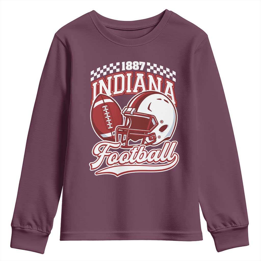 Indiana Pride Football Lover Youth Sweatshirt Retro IN for Sport Fans