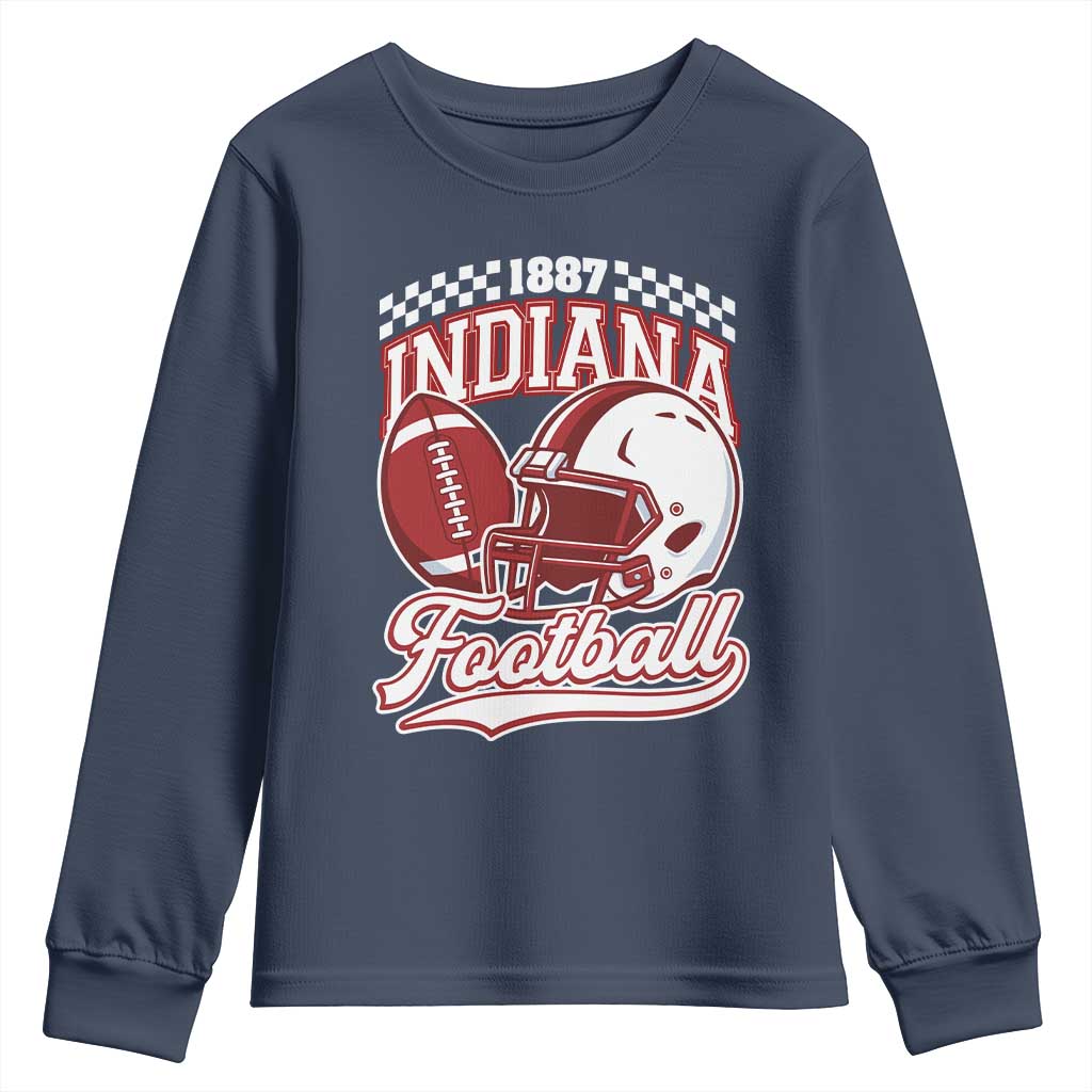 Indiana Pride Football Lover Youth Sweatshirt Retro IN for Sport Fans