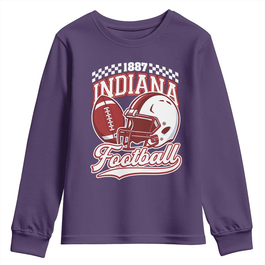 Indiana Pride Football Lover Youth Sweatshirt Retro IN for Sport Fans