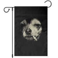 Funny Chihuahua Smoking Cegarette Meme Garden Flag Gritty Ironic Dog Graphic for Dark Humor Lovers