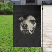 Funny Chihuahua Smoking Cegarette Meme Garden Flag Gritty Ironic Dog Graphic for Dark Humor Lovers