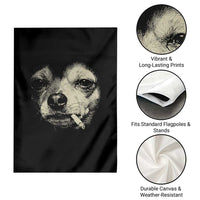Funny Chihuahua Smoking Cegarette Meme Garden Flag Gritty Ironic Dog Graphic for Dark Humor Lovers