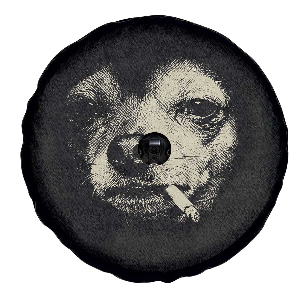 Funny Chihuahua Smoking Cegarette Meme Spare Tire Cover Gritty Ironic Dog Graphic for Dark Humor Lovers