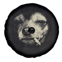 Funny Chihuahua Smoking Cegarette Meme Spare Tire Cover Gritty Ironic Dog Graphic for Dark Humor Lovers