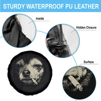 Funny Chihuahua Smoking Cegarette Meme Spare Tire Cover Gritty Ironic Dog Graphic for Dark Humor Lovers