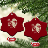 Funny Chihuahua Smoking Cegarette Meme Ceramic Ornament Gritty Ironic Dog Graphic for Dark Humor Lovers