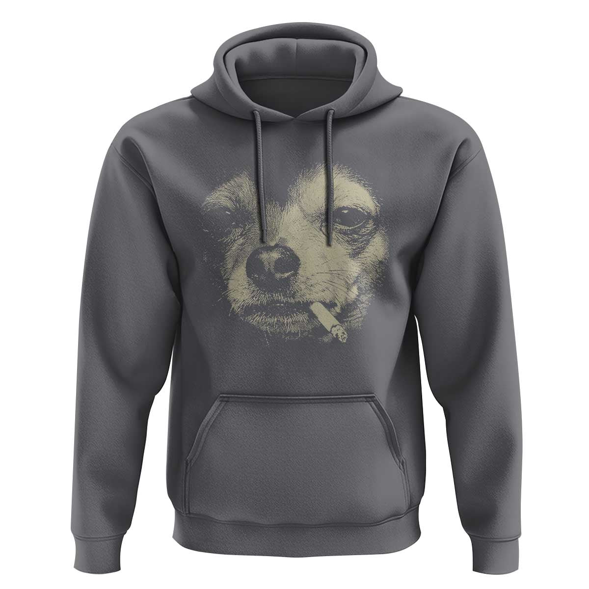 Funny Chihuahua Smoking Cegarette Meme Hoodie Gritty Ironic Dog Graphic for Dark Humor Lovers