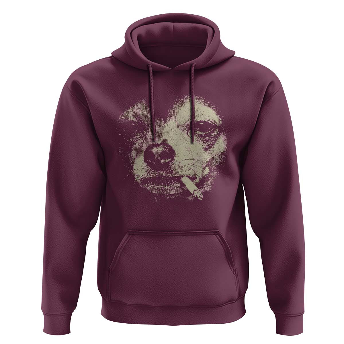 Funny Chihuahua Smoking Cegarette Meme Hoodie Gritty Ironic Dog Graphic for Dark Humor Lovers