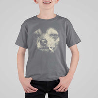 Funny Chihuahua Smoking Cegarette Meme T Shirt For Kid Gritty Ironic Dog Graphic for Dark Humor Lovers