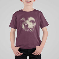 Funny Chihuahua Smoking Cegarette Meme T Shirt For Kid Gritty Ironic Dog Graphic for Dark Humor Lovers