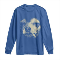 Funny Chihuahua Smoking Cegarette Meme Long Sleeve Shirt Gritty Ironic Dog Graphic for Dark Humor Lovers