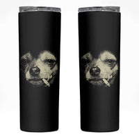 Funny Chihuahua Smoking Cegarette Meme Skinny Tumbler Gritty Ironic Dog Graphic for Dark Humor Lovers